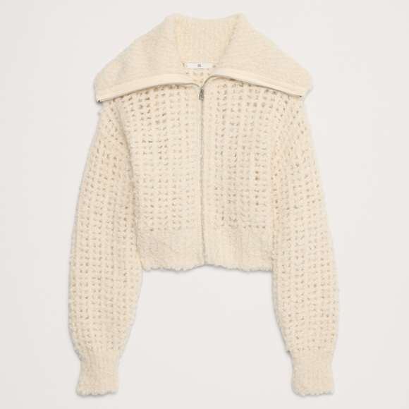 NWT Banana Republic ALPACA-WOOL BOUCLÉ ZIP-FRONT SWEATER - Picture 4 of 8